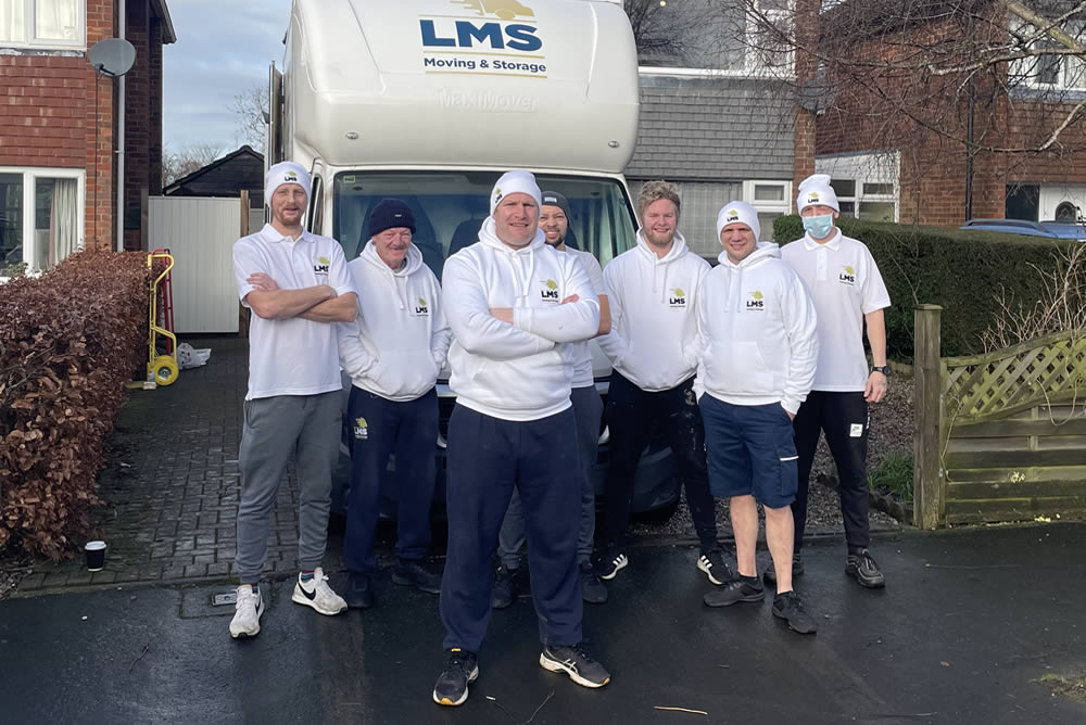 leicester removals and storage team photo with van