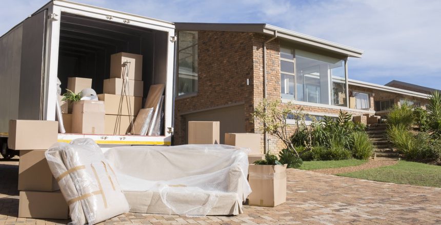 removals van being unpacked at a home