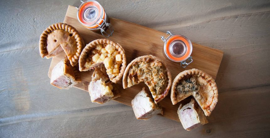 Board of 4 pork pies in Melton Mowbray